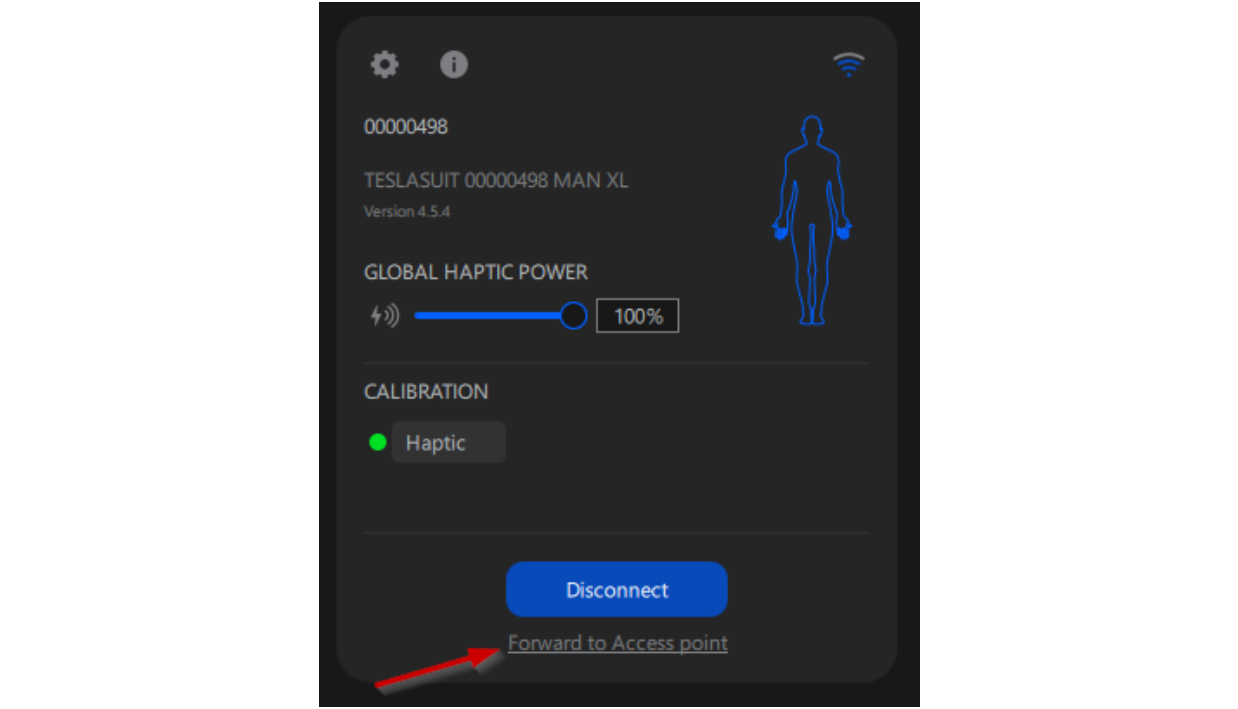 Device card — the "Forward to Access point" link used to switch a connected device to access-point mode